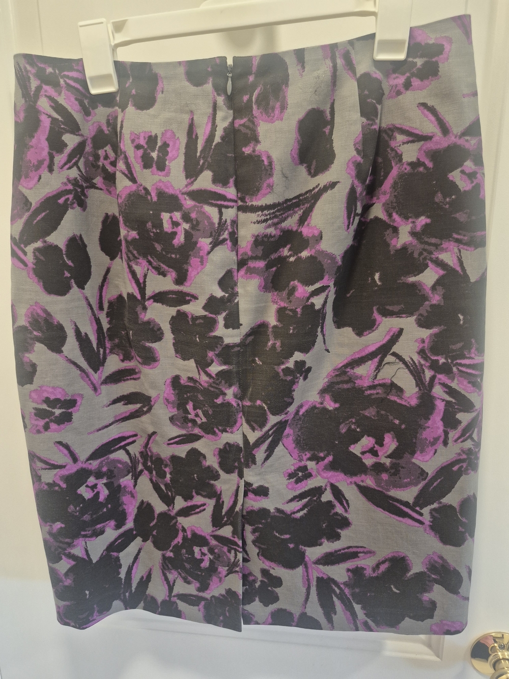Lord & Taylor Pencil Skirt with Black and Purple Floral Print - Picture 3 of 4